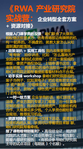 《RWA 产业研究院实战营：企业转型全套方案 + 资源对接》